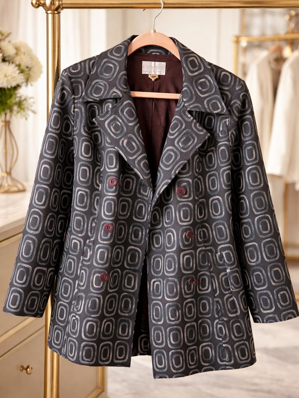 XOXO Geometric Print Double-Breasted Jacket / Coat